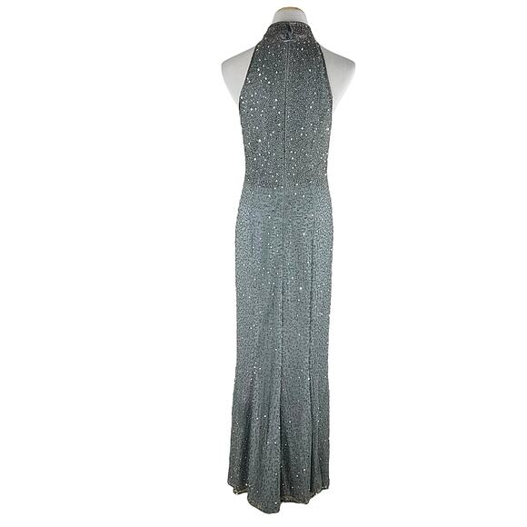 Ricci Wear Halter Neck Sequin Embellished Evening Gown Gray Silver Size M - Picture 9 of 14